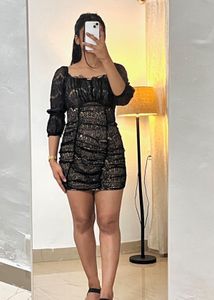 Elegant Black Lace Mini Dress