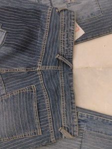 Vintage Retro Striped Patchwork Denim Jeans