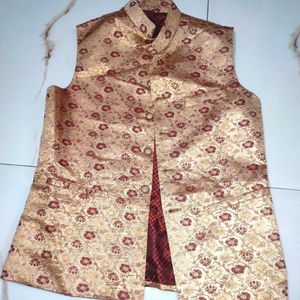 Elegant Floral Jacquard Sherwani Vest