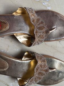 Elegant Embellished Gold Sandals