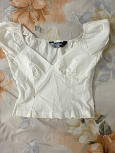 Chic White Puff Sleeve Crop Top