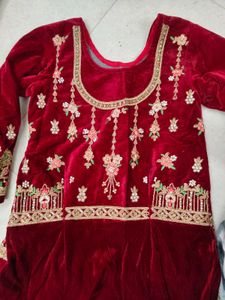velvet lehnga with kurti and dupatta stitched