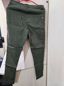 Olive Green Slim Fit Pants mid waist