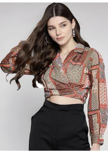 Printed Wrap Crop Top