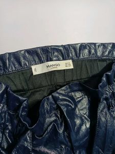 Mango Blue Faux Leather Pants Free Size 28 to 34