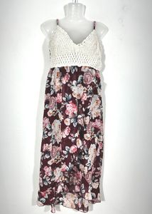 Indulge Maroon and White  Dresses (Women’s)