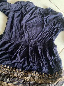 Blue Kurta with Golden Print