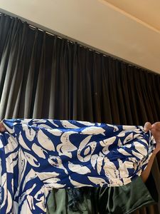 Stylish Blue White Abstract Print Dress