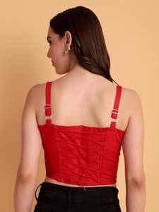Red Tie-Front Corset Top
