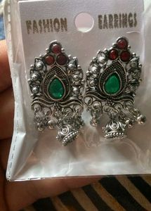 Oxidized Silver Jhumki Earrings Set