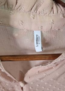 Light Pink Textured Button-Up Blouse