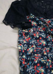 Chinese Inspired Floral Lace Sleeve Dress