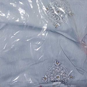 New Saree For Women With Unstitched Blouse 🩶✨