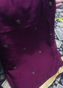 Designer Purple dupatta with Golden Border
