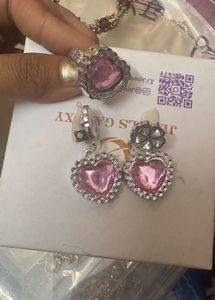 Cute Pink Heart Jewelry Set