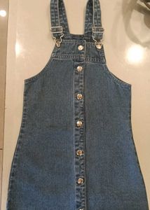 Denim Button-Front Pinafore Dress