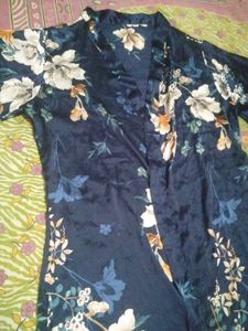Floral Print Silk Robe
