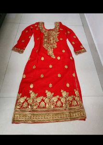 Stunning Red Kurta Set with Gold Embroidery