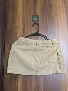 Tan Cargo Mini Skirt
