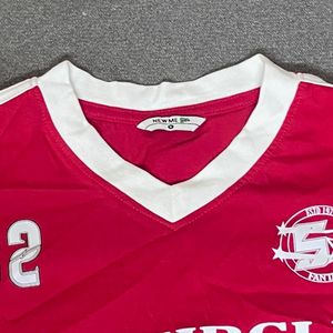 Streetwear Red V-Neck Cropped T-Shirt