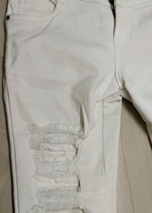 White Jeans With Green Top