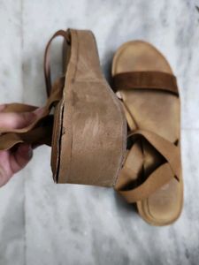 Brown Elastic Strap Sandals