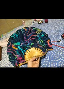 Colorful korean  Hand Fan wood and cloth