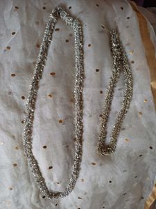 combo of 2 Silver Beaded necklace long and short