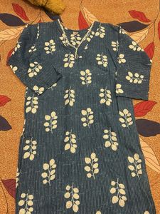 Blue Leaf Print Kurta