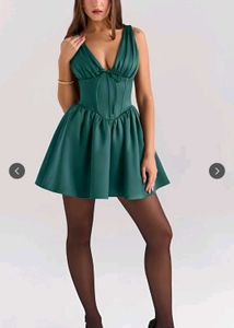 Deep V-Neck Cutout Satin Dress