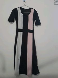 Chic Color Block Midi Dress
