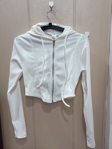 White Cropped Zip-Up jacket