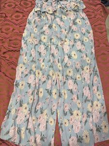 Light Blue Floral Ruffle Dress