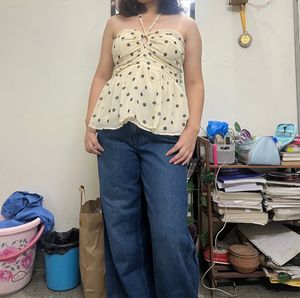 Cute Polka Dot Peplum Top