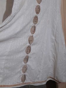 Elegant White Kurta with Gold Embroidery