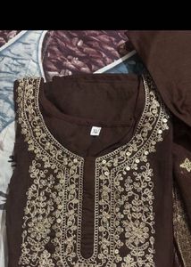 Elegant Brown Kurta Set with Dupatta