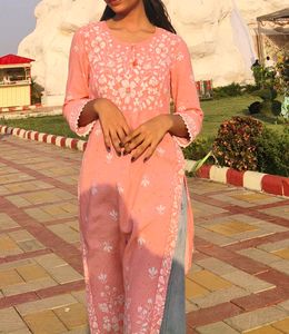 Peach Embroidered Kurta Set