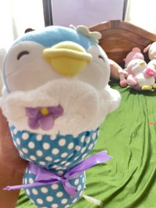 Cute Blue Penguin Plush Bouquet miniso