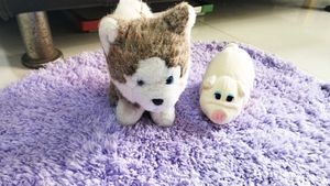 Stuffed Animal Duo: Husky &amp; Pig