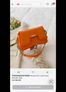 Chic Orange Shoulder Bag with Gold Chain
