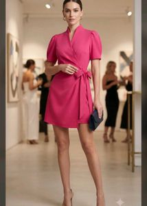 Elegant Pink Wrap Dress