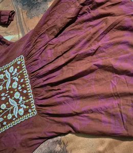 Beautiful Rust Kurta with White Embroidery