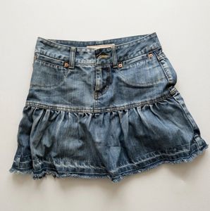 Low Waist Raw Denim Mini Skirt