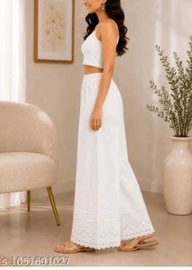White Chikankari Palazzos