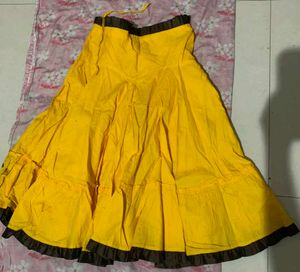 Yellow Floral Print Midi Skirt for navratri
