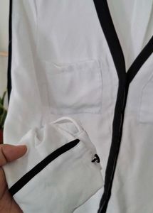H&amp;M Chic White Blouse with Black Trim
