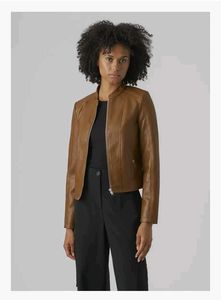 Women's Brown Faux Leather Jacket