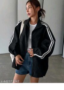 Stylish Black Jacket with Stripes