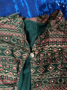 2 Piece Green Kurta/Gown Set