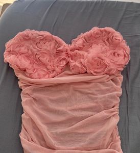 Pink floral bust ruched top